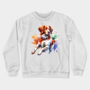 Brittany Watercolor Painting - Beautiful Dog Crewneck Sweatshirt